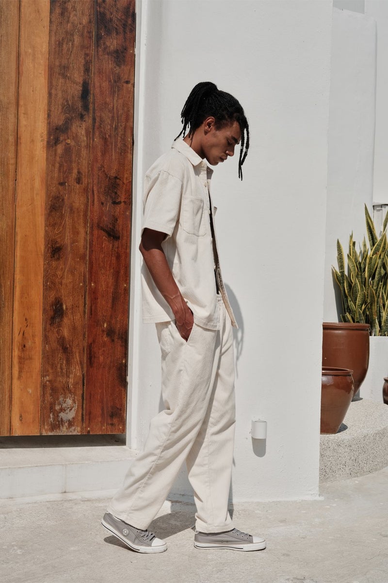 Bonkers Corner Off White Corduroy Pants for Men's - Image 4
