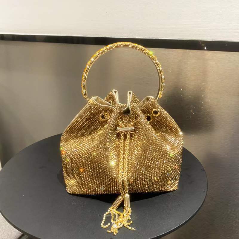2024 Handbag Metal Handbag Wallet Tassel Rhinestone Chain Crossbody Bucket Shoulder Bag Trend Versatile - Image 5