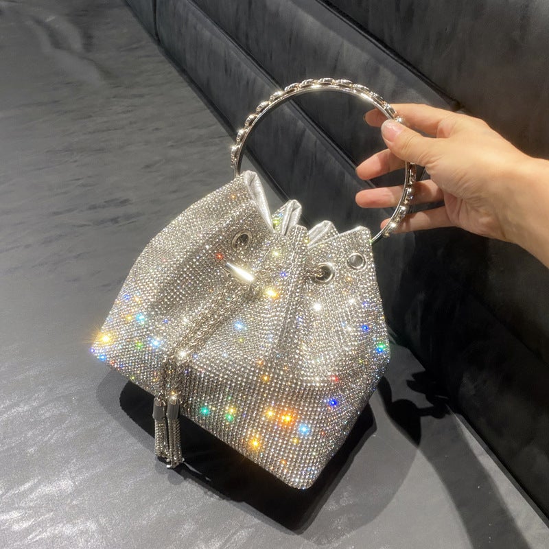 2024 Handbag Metal Handbag Wallet Tassel Rhinestone Chain Crossbody Bucket Shoulder Bag Trend Versatile - Image 2