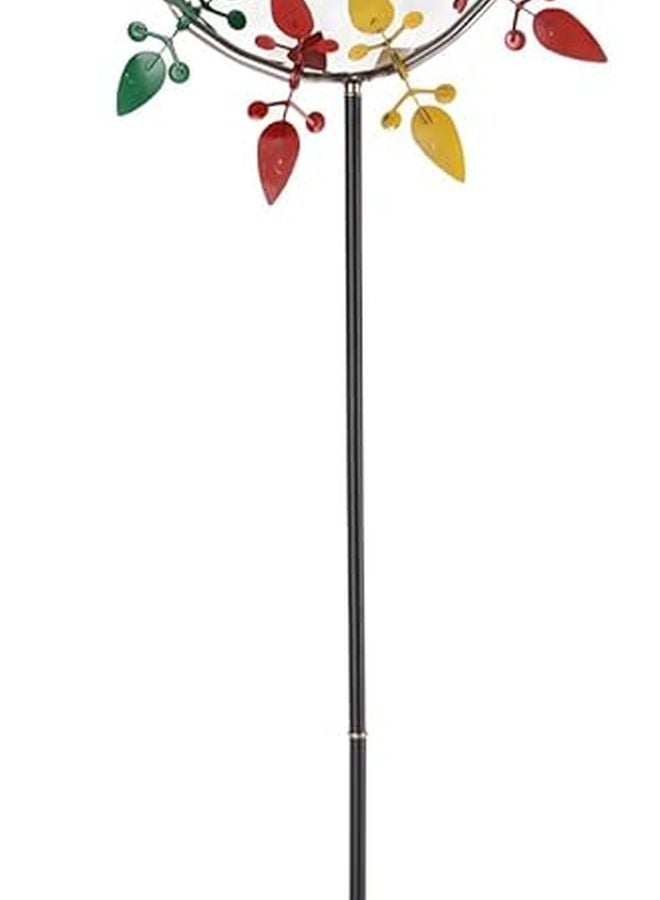 زخرفة طاحونة هواء خارجية من الفولاذ المقاوم للصدأ 37 بوصة فنية ملونة زاهية للحديقة والعشب - Image 3