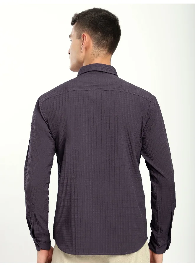 بيونغ Violet Textured Western Shirt