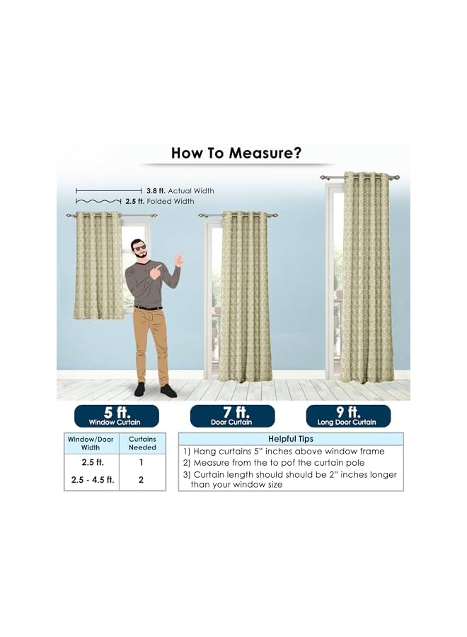 The Bros 9 Feet Hexagon Hive Long Door Curtains for Living Room Bedroom Kitchen, (46 inch X 108 inch), Cream, Set of 4  - Image 2