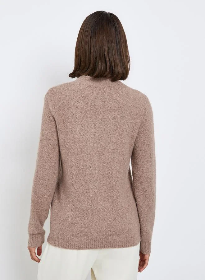 Styli Styli Beige Regular Fit Zip Up Sweater