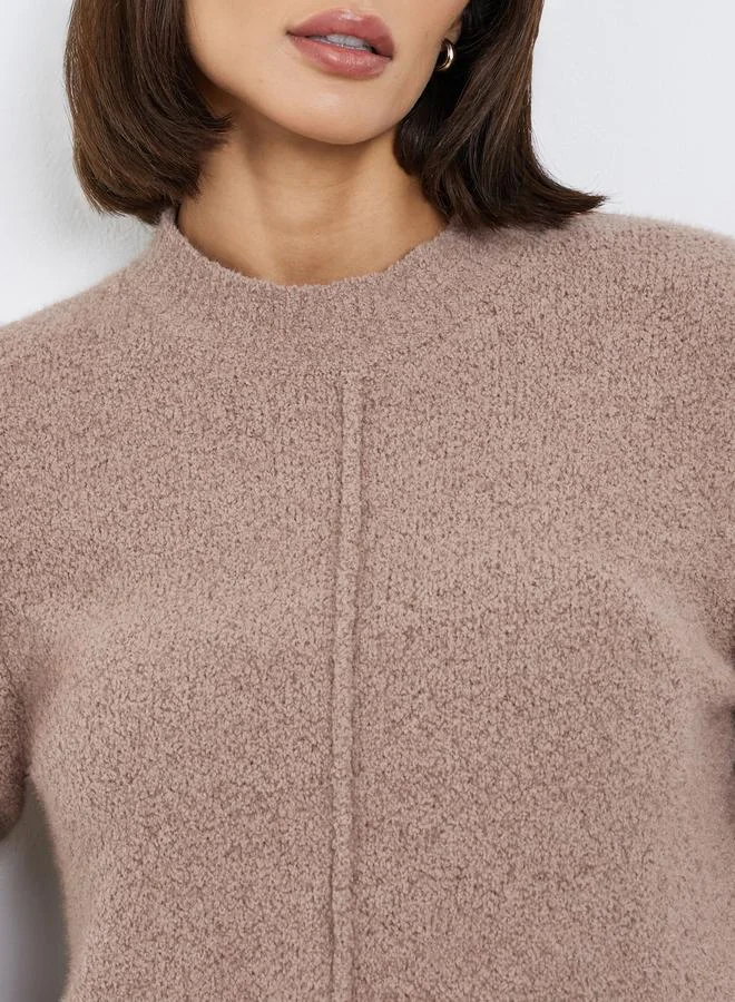 Styli Styli Beige Regular Fit Zip Up Sweater