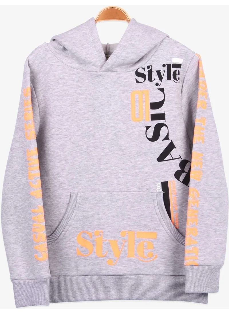 Breeze Boys Sweatshirt Printed Hoodie Gray Melange (9-14 Years)