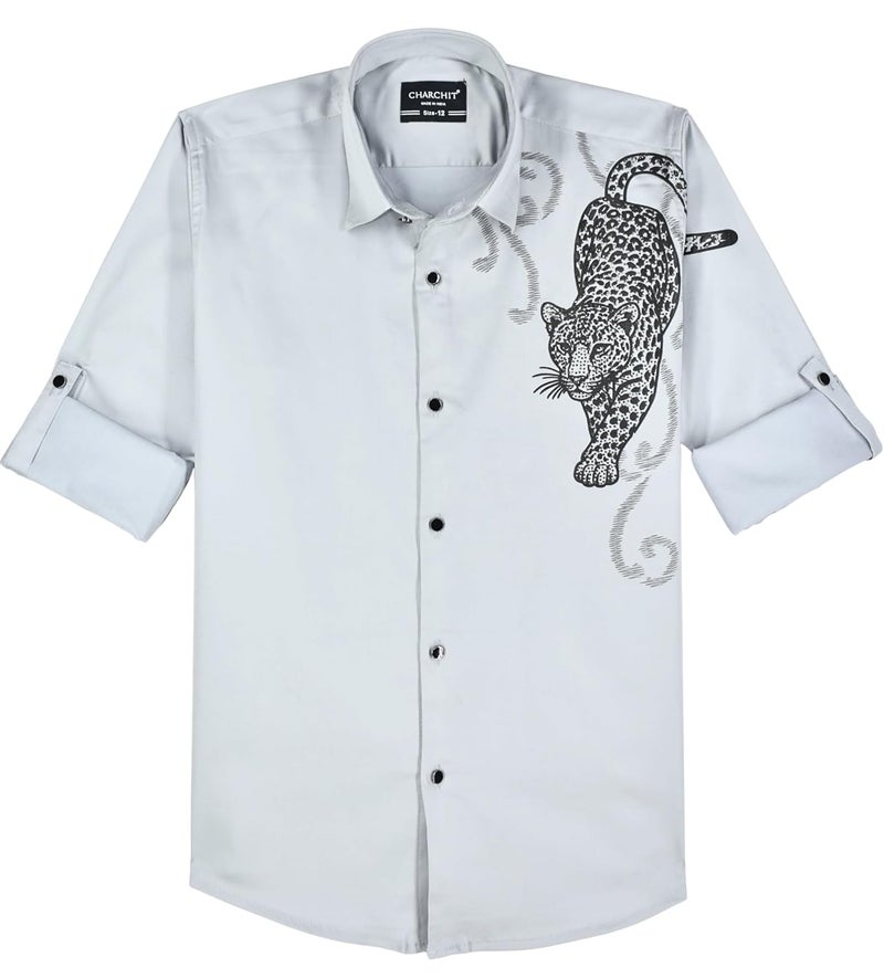 CHARCHIT Boys Full Sleeves Graphic Printed Shirt - Image 3