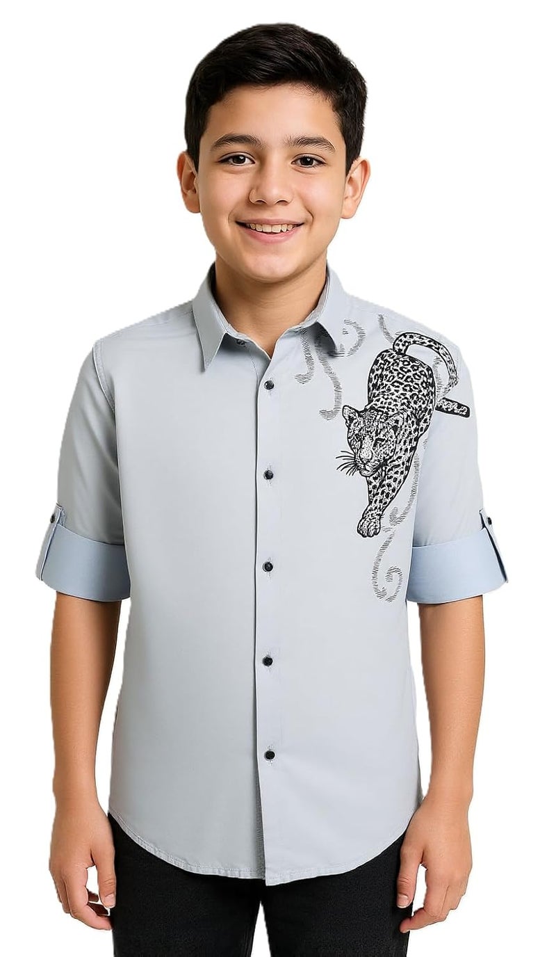 CHARCHIT Boys Full Sleeves Graphic Printed Shirt - Image 1