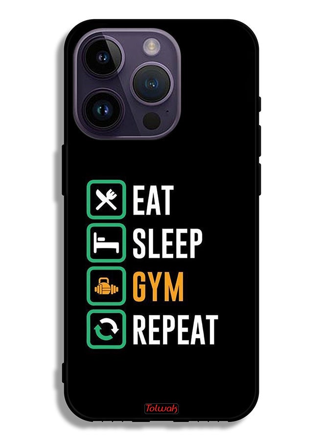 Tolwak Apple iPhone 14 Pro Protective Case Eat Sleep Gym Repeat - Image 2