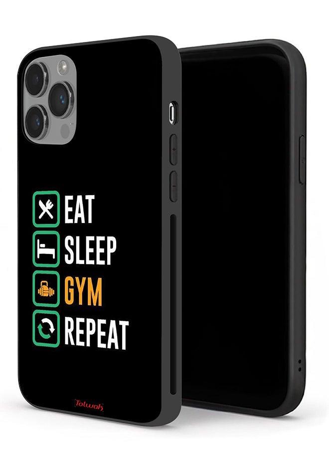 Tolwak Apple iPhone 14 Pro Protective Case Eat Sleep Gym Repeat - Image 1