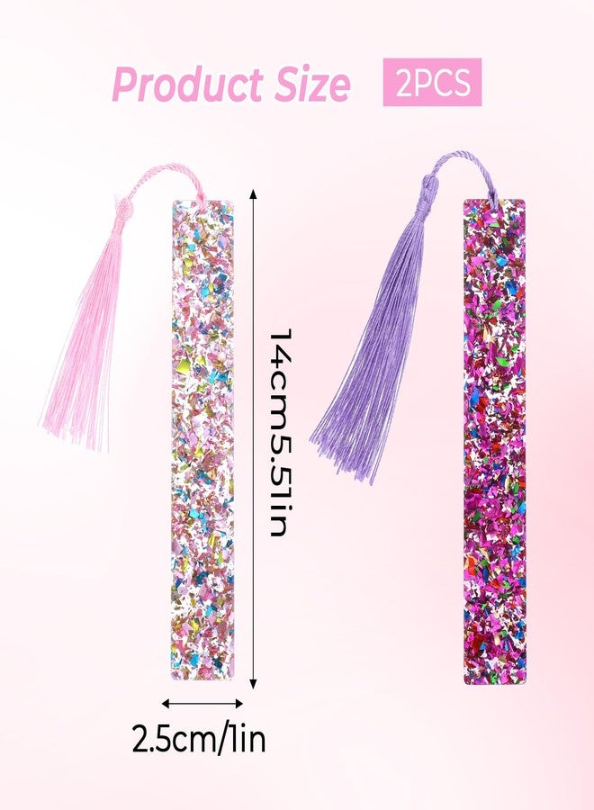 Shimmeroo 2Pcs Funny Bookmarks,Glittering Book Marks for Reading,Elegant Bookmark for Women with Tassels Book Lovers Gifts - Image 2