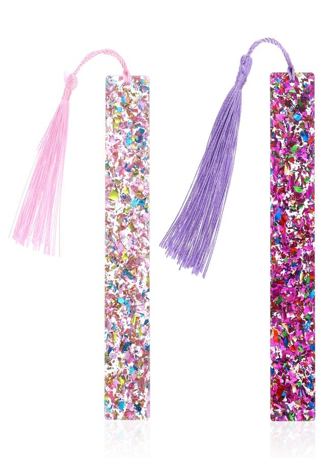 Shimmeroo 2Pcs Funny Bookmarks,Glittering Book Marks for Reading,Elegant Bookmark for Women with Tassels Book Lovers Gifts - Image 1