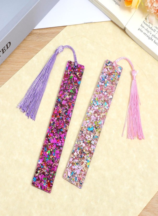 Shimmeroo 2Pcs Funny Bookmarks,Glittering Book Marks for Reading,Elegant Bookmark for Women with Tassels Book Lovers Gifts - Image 3