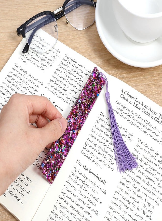 Shimmeroo 2Pcs Funny Bookmarks,Glittering Book Marks for Reading,Elegant Bookmark for Women with Tassels Book Lovers Gifts - Image 5