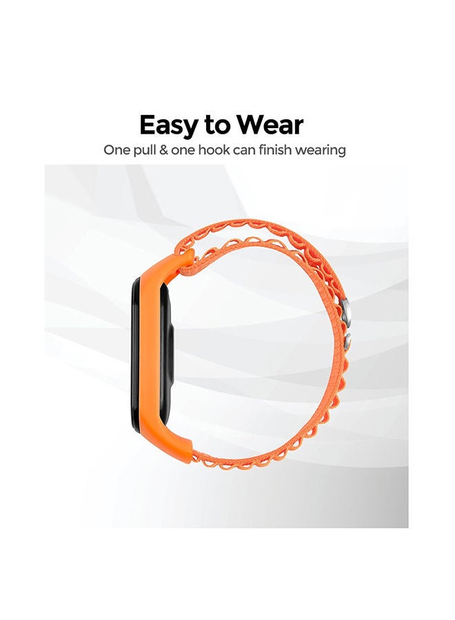 O Ozone حزام رياضي ناعم من النايلون قابل للتنفس مع خطاف معدني على شكل حرف G متوافق مع سوار Xiaomi Mi Band 7/ 6/ 5 من Alpine Loop للنساء والرجال (برتقالي) - Image 4