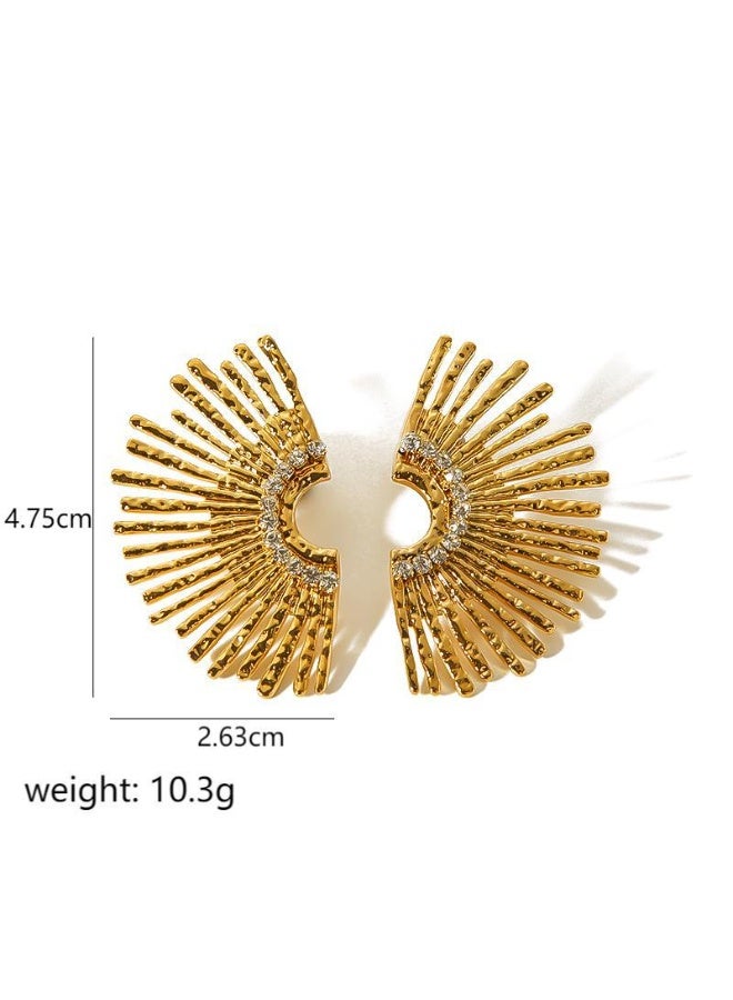 أميتوير أقراط راي هندسية عصرية للنساء | فولاذ مقاوم للصدأ خفيف الوزن وفاخر مرصع بالألماس، ثابت اللون - Image 4