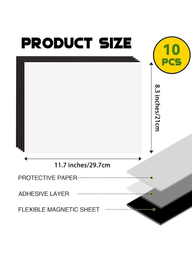 ESHANG A4 (210*297mm) Adhesive Magnetic Sheets 0.4mm Flexible Magnet Sheets with Self Adhesive Sticky 10 PCS - Image 2