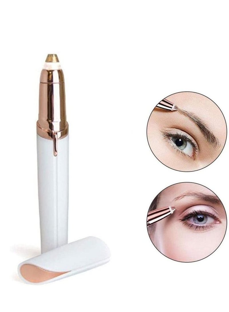 Eyebrow Hair Remover Trimmer, Instant and Painless - White/Rose Gold - Image 1