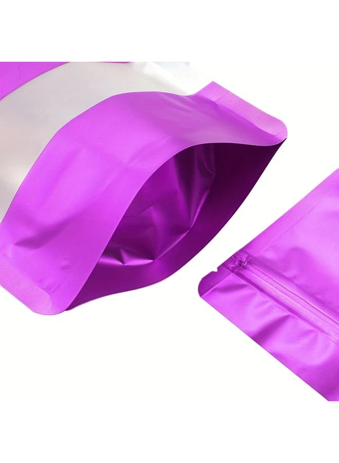 Matte Purple Reusable Zipper Bags With Window 50pcs 3.94x5.91 Inch Stand Up Pouch For Gift Packaging - Image 5