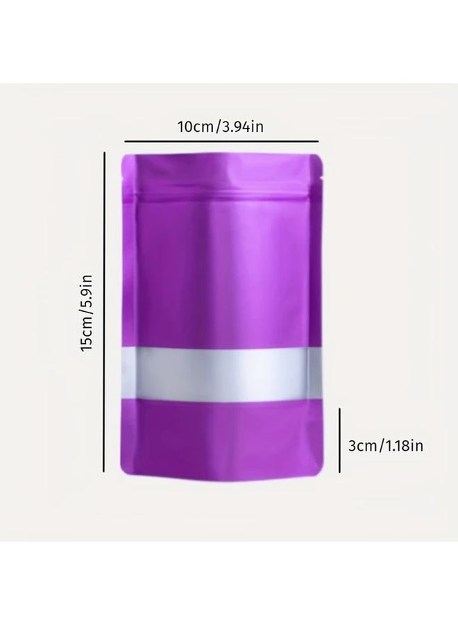 Matte Purple Reusable Zipper Bags With Window 50pcs 3.94x5.91 Inch Stand Up Pouch For Gift Packaging - Image 2