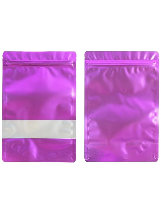 Matte Purple Reusable Zipper Bags With Window 50pcs 3.94x5.91 Inch Stand Up Pouch For Gift Packaging - Image 4