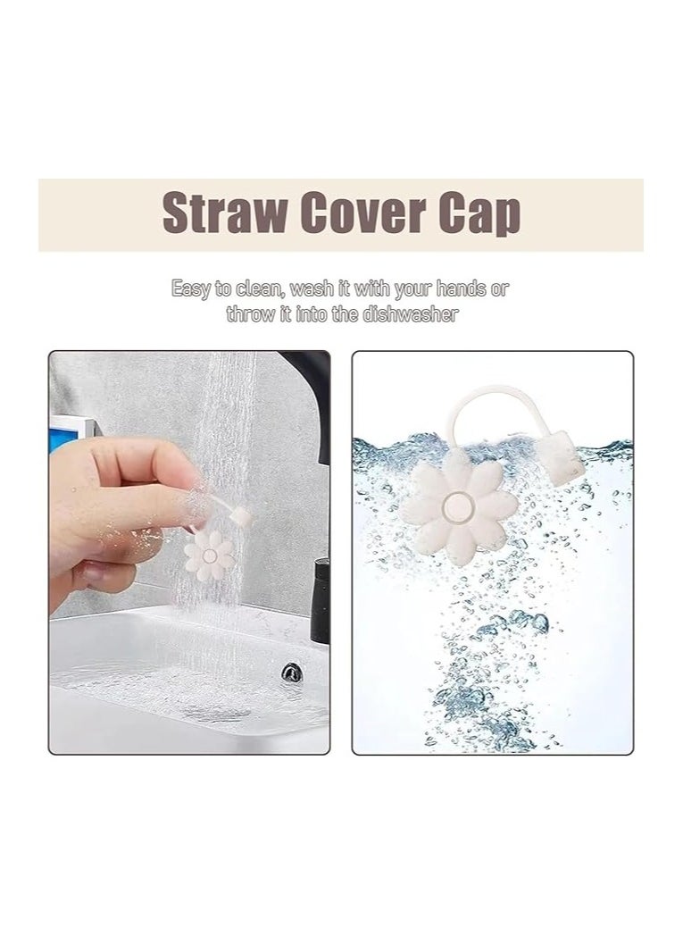 Generic - 4 Pcs Flower Straw Covers Toppers for Stanley Cups 30&40 Oz Tumbler Accessories Silicone Straw Caps Reusable Straw Tips Protectors for Stanley Cup 10mm 0.4 inch Straws (pink) - Image 1