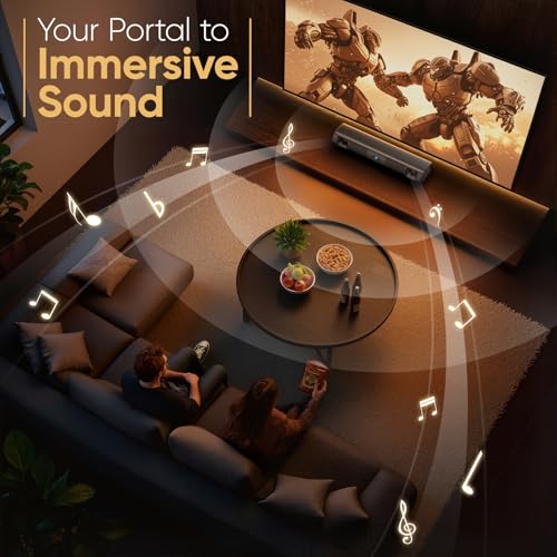 Saiyin Sound Bar for Smart TV, 60W Bluetooth 5.3 Soundbar with Dual Bass Drivers&Clear Voice, Virtual Surround Sound System with TV-ARC/Optical/AUX for TV/PC/Gaming/Projectors, 17 inch, Wall Mountable - Image 5