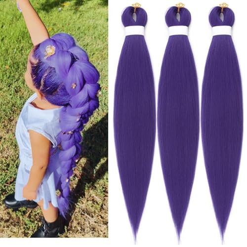 Leticia Purple Braiding Hair Pre stretched ez Braid Kids Purple Braiding Hair for Knotless Braids 26inch - Image 2