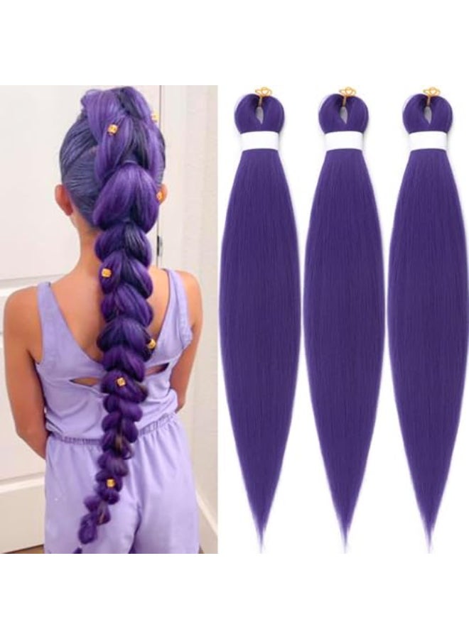 Leticia Purple Braiding Hair Pre stretched ez Braid Kids Purple Braiding Hair for Knotless Braids 26inch - Image 4