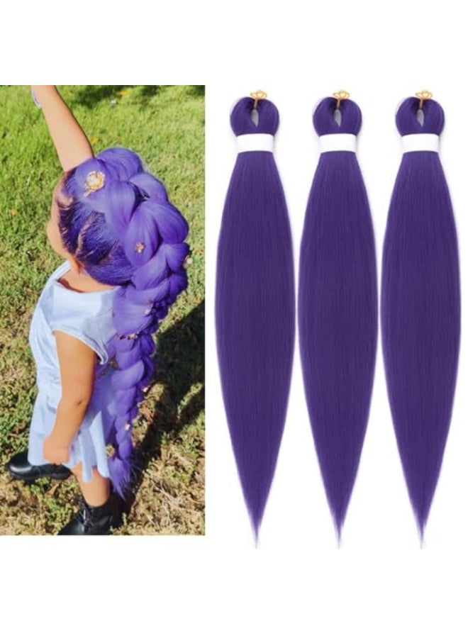 Leticia Purple Braiding Hair Pre stretched ez Braid Kids Purple Braiding Hair for Knotless Braids 26inch - Image 1