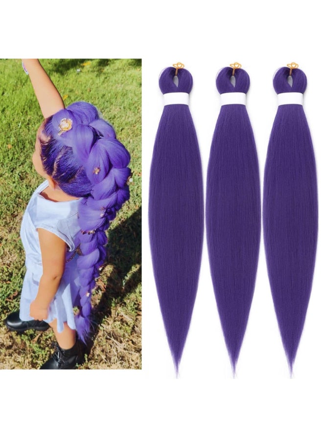 Leticia Purple Braiding Hair Pre stretched ez Braid Kids Purple Braiding Hair for Knotless Braids 26inch - Image 3