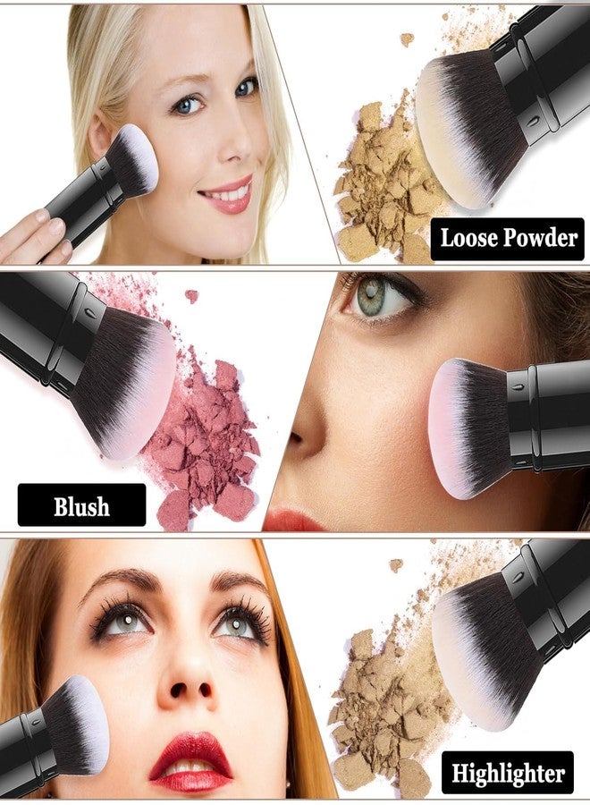 Aternal Retractable Make Up Brush - Retractable Kabuki Powder Brush - Travel Powder Brush for Blush, Polishing, Flawless Powder Cosmetics, Foundation Makeup Brush Portable Face Blush Brush with Cover - Image 5