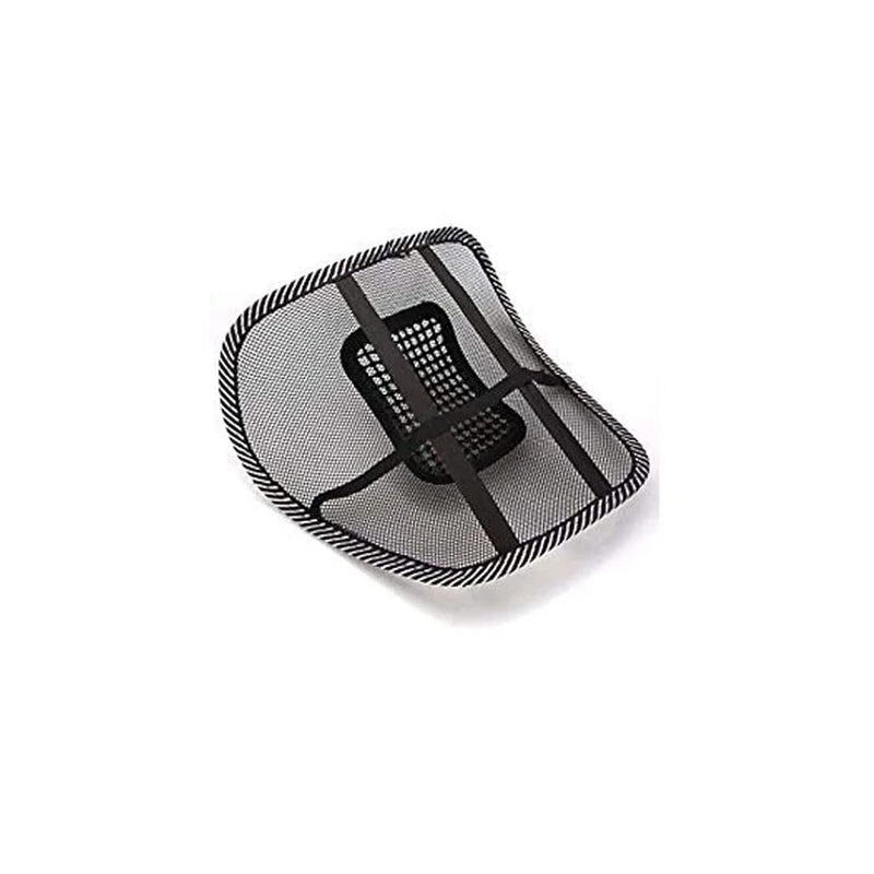 Aquasuccess Aquasuccess Mesh Ventilation Nylon Back Rest with Lumbar Support Mesh Cushion Pad Universal Back Lumbar Support Chairs for Office Chair Home Car Seat to Relieve Pain Pack of 1 Black  - Image 1