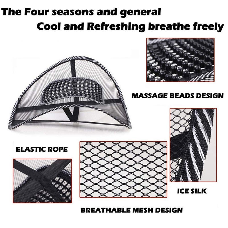 Aquasuccess Aquasuccess Mesh Ventilation Nylon Back Rest with Lumbar Support Mesh Cushion Pad Universal Back Lumbar Support Chairs for Office Chair Home Car Seat to Relieve Pain Pack of 1 Black  - Image 4