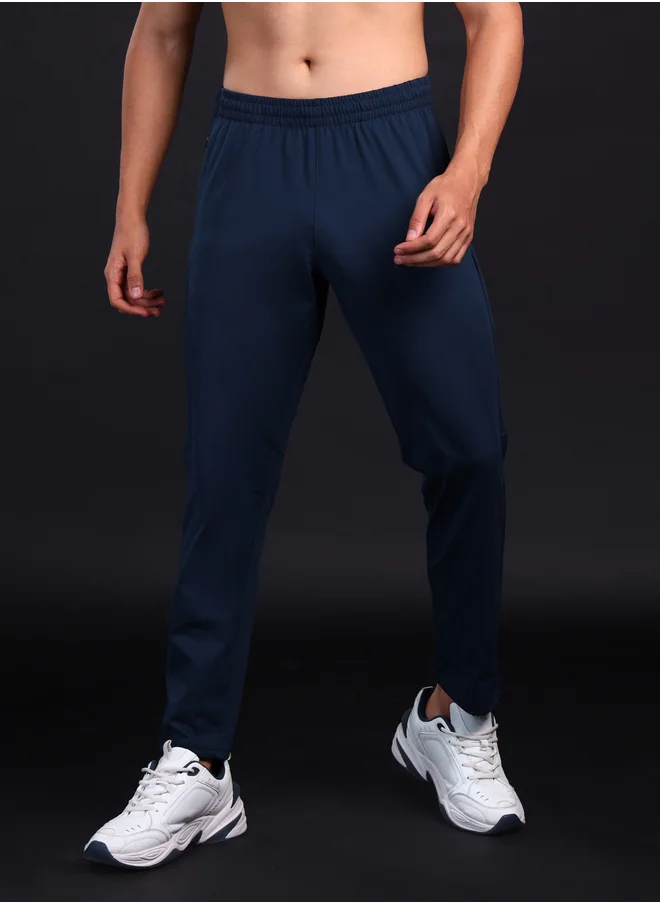 Technosport Men Blue Solid 4-Way Stretch Track Pants