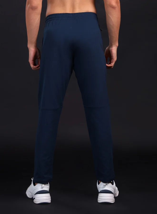 Technosport Men Blue Solid 4-Way Stretch Track Pants