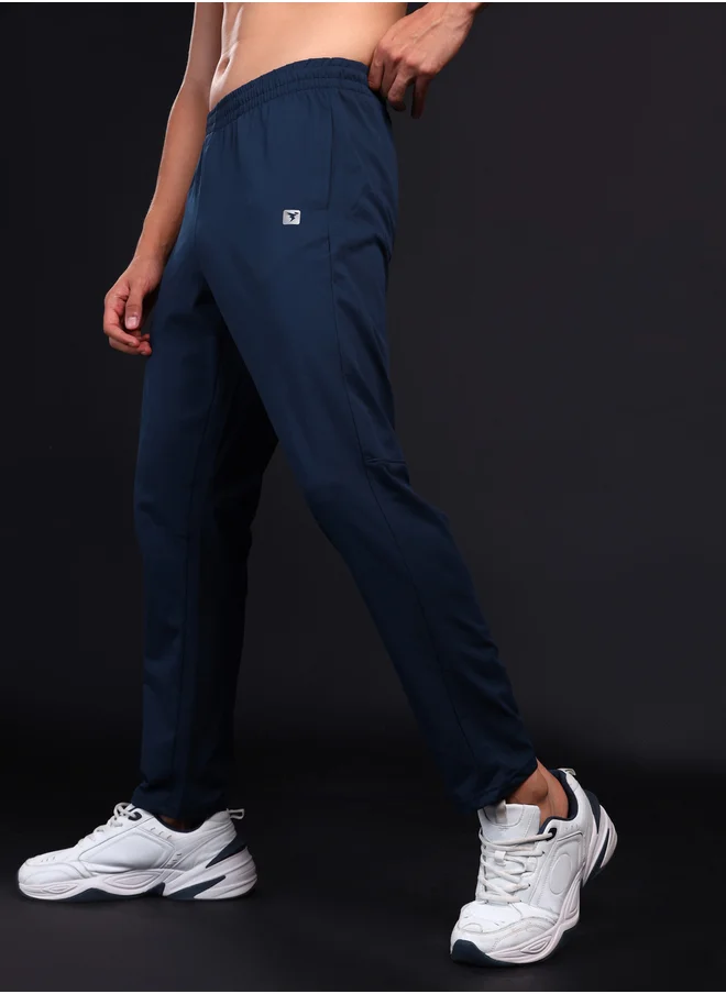 Technosport Men Blue Solid 4-Way Stretch Track Pants