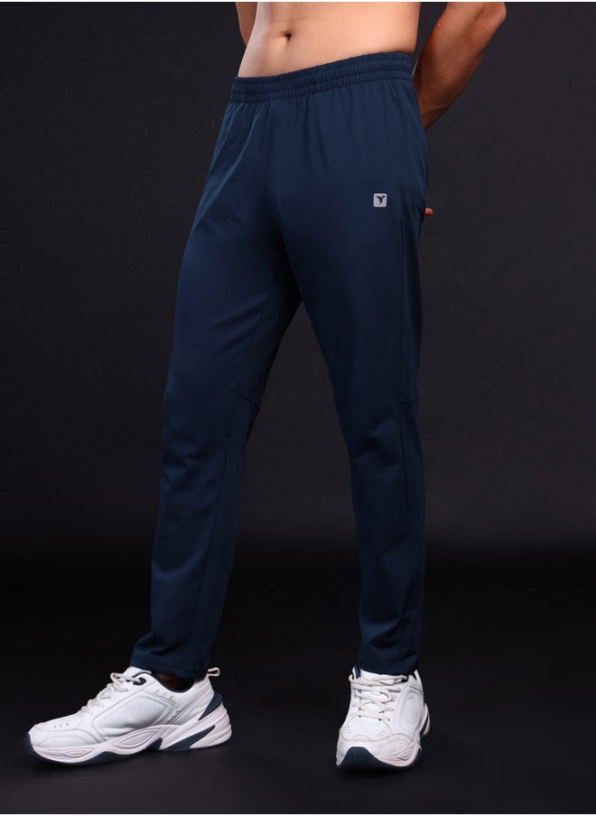 Technosport Men Blue Solid 4-Way Stretch Track Pants  - Image 3