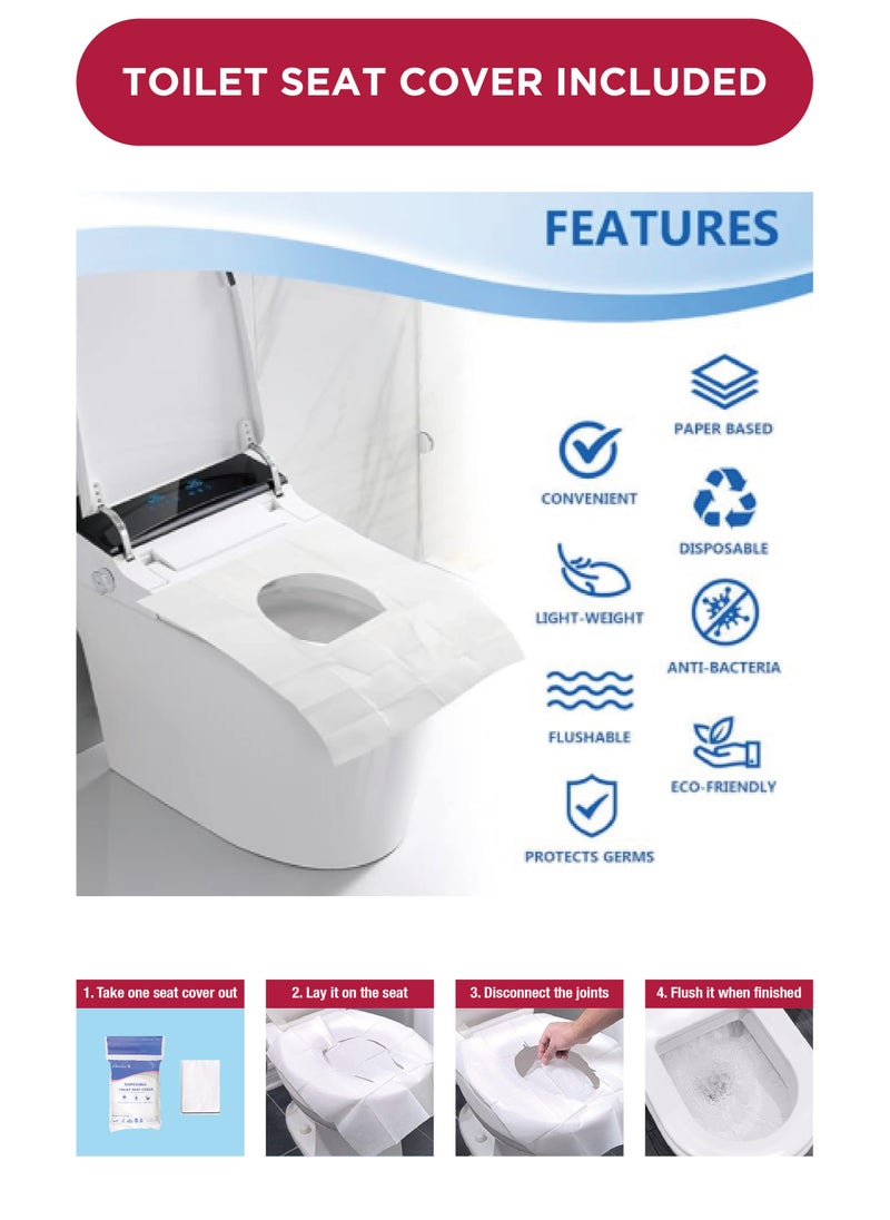 INNOV In Mecca Shattaf set for traveller. Handheld Adjustable Bidet Sprayer for Toilet, Standard Muslim Shower Set. Faucet diverter, 3M Shattaf Hose, toilet seat cover included red carry bag  - Image 5