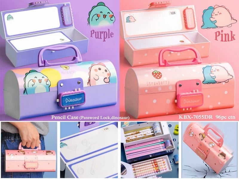 OANGO Pencil Box with Code Lock Multi-Layer Pen Case Style with Password Lock for Kids, Boys Girls (Purple) - Image 4
