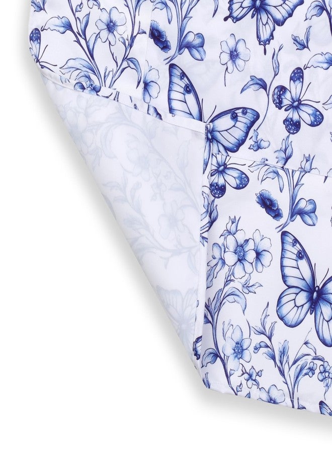 Plum Hill Blue Toile Butterfly Apron for Women – Adjustable Bib Apron with Pockets, Waterproof 100% Polyester Kitchen Apron for Cooking, Baking & Gardening – Vintage Floral Design - Image 5