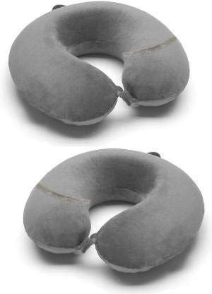 Crawlin Velvet Supercomfy 360 Degree Travel Neck Pillow with Accessories Pocket Grey Pack of 2 03 Years