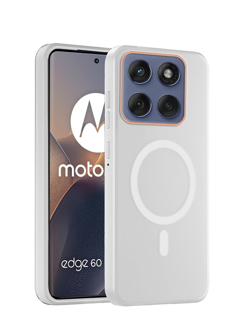 Wtech Motorola Edge 60 Fusion 5G 2025 Hybrid Translucent Magsafe with Magnetic Charging Raised Camera Lips Elegant Look Case Cover (MCMPMN) - White - Image 1