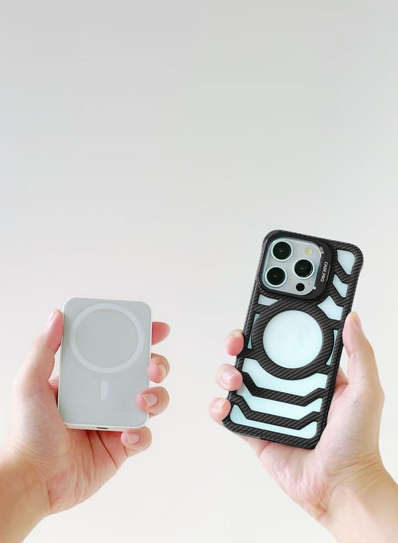 Techie Apple iPhone 16 Pro Case Pro series Carbon Fiber Magnetic Frameless back cover Case with Invisible Stand and Enhanced Cooling Airflow - Image 5