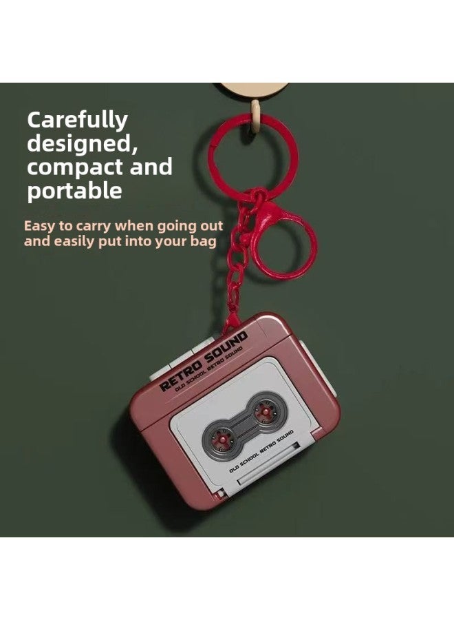 Internet Popular Retro Mini Recorder Couple Gift Keychain Pendant Fun Recordable Music Box Ornaments-Color:Blue-Specifications:Keychain Recorder  - Image 2