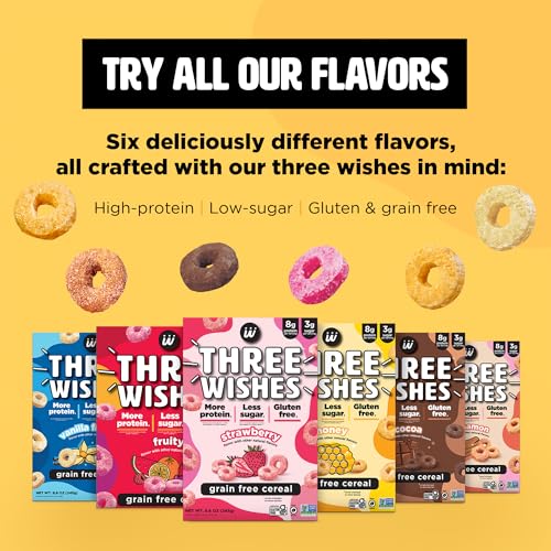 Three Wishes Grain-Free & Protein Cereal - Healthy, Low Sugar & Gluten-Free Breakfast Cereal - Low Carb, Plant-Based, Vegan & Non-GMO - Variety 6-Pack - Image 2