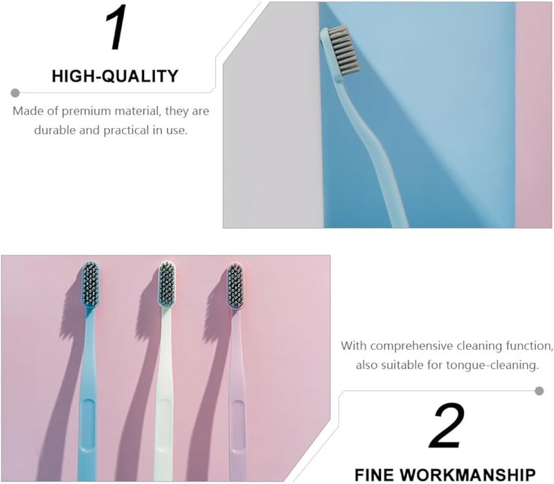 فرش أسنان للكبار بشعيرات ناعمة من الفحم النباتي، مجموعة منزلية من 6 قطع، فرش أسنان يدوية - Image 4