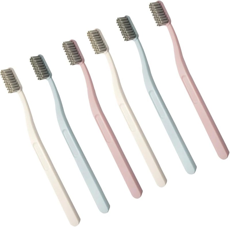 فرش أسنان للكبار بشعيرات ناعمة من الفحم النباتي، مجموعة منزلية من 6 قطع، فرش أسنان يدوية - Image 2