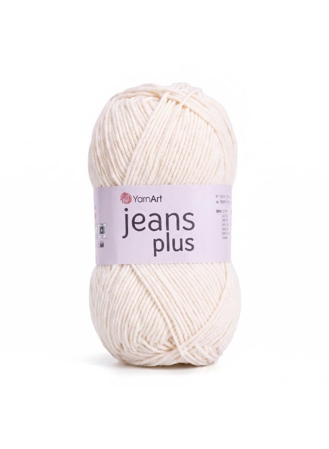 YarnArt Jeans Plus Yarn – Ecru – Color 03 – 100g - Image 1