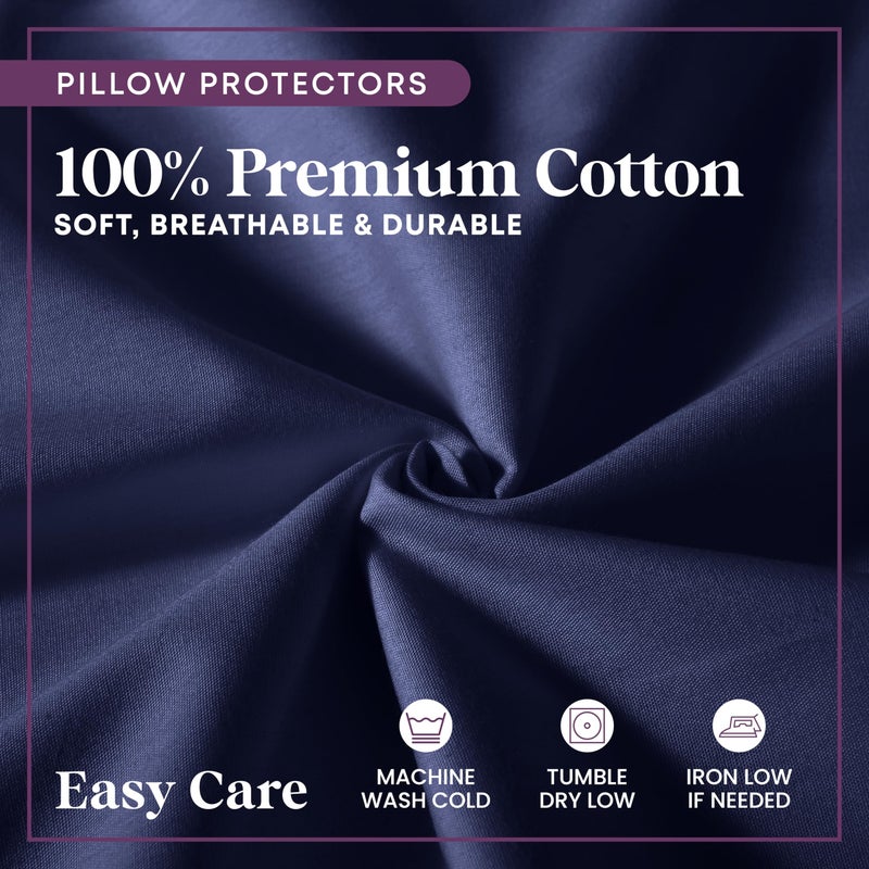 CirclesHome Pillow Protectors 4 Pack Queen Zippered - 100% Cotton Breathable Pillowcases - Protects Pillows from Dirt  Dust and Debris (Queen- Set of 4-20x30) - Image 4