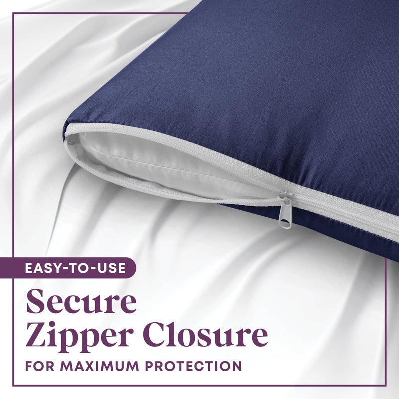 CirclesHome Pillow Protectors 4 Pack Queen Zippered - 100% Cotton Breathable Pillowcases - Protects Pillows from Dirt  Dust and Debris (Queen- Set of 4-20x30) - Image 3